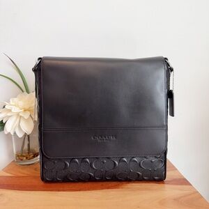 NWT Coach Houston Map Bag In Signature Leather